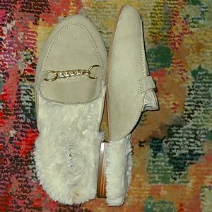 Torrid tan seude fur lined mules women's 9